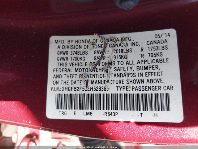 2HGFB2F50EH528385 Honda Civic Lx