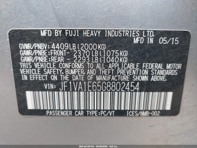 Subaru Wrx Premium 2016 JF1VA1E65G8802454 Image 9