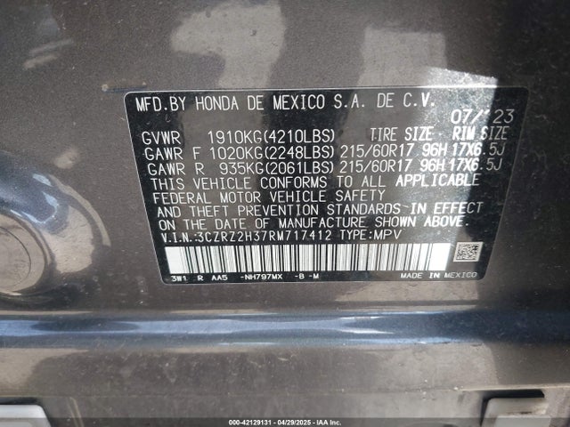 3CZRZ2H37RM717412 Honda k20z5