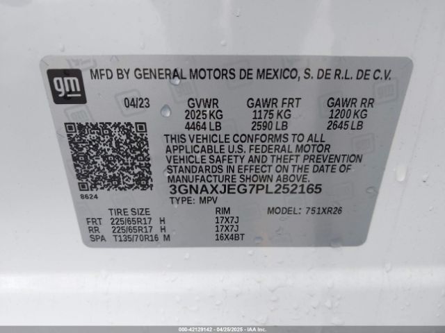 3GNAXJEG7PL252165 Chevrolet Equinox Fwd 2fl
