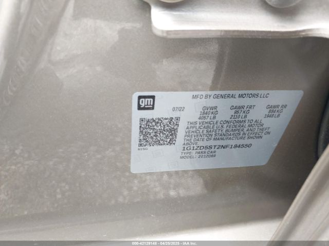 2022 CHEVROLET MALIBU 1G1ZD5ST2NF184550 Photo 8