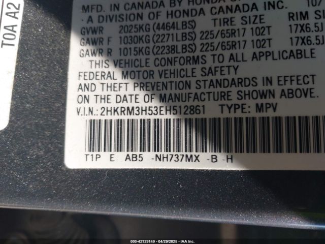 2HKRM3H53EH512861 Honda CR-V EX