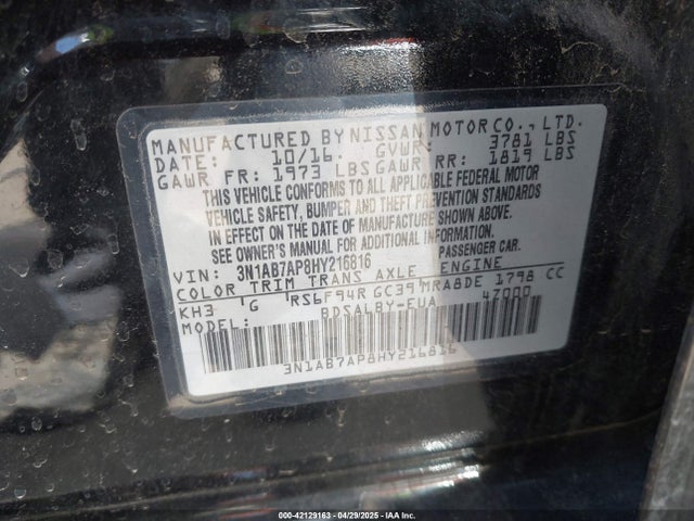 3N1AB7AP8HY216816 Nissan SENTRA S