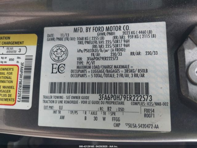 3FA6P0H79ER222573 Ford FUSION SE