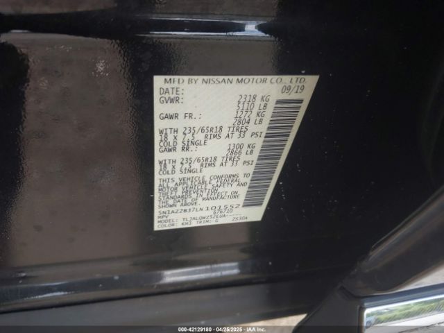 5N1AZ2BJ7LN101552 Nissan Murano Sv Fwd