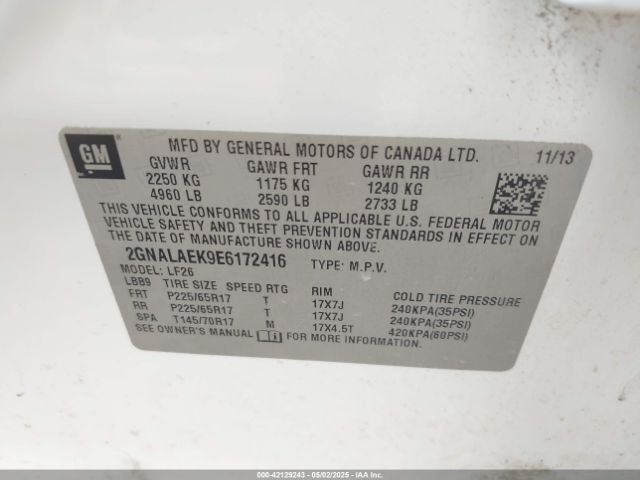 2GNALAEK9E6172416 Chevrolet EQUINOX LS