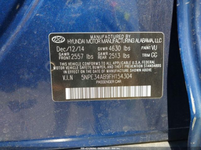 5NPE34AB9FH154304 Hyundai dohc t-gdi theta-ii