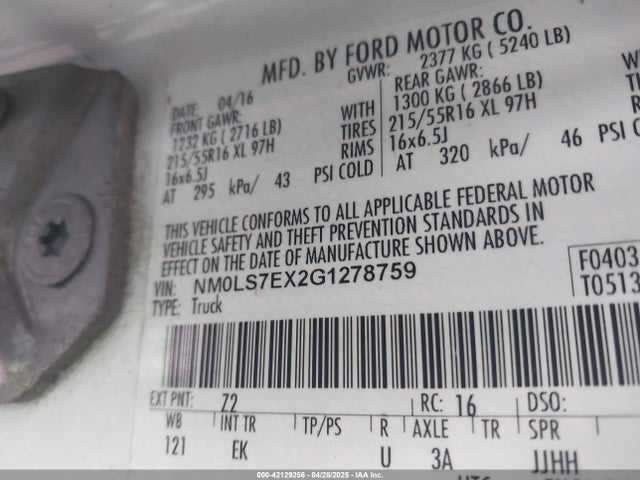 NM0LS7EX2G1278759 Ford 2016