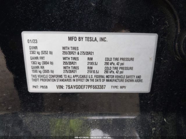 2023 TESLA MODEL Y 7SAYGDEF7PF663387 Photo 8