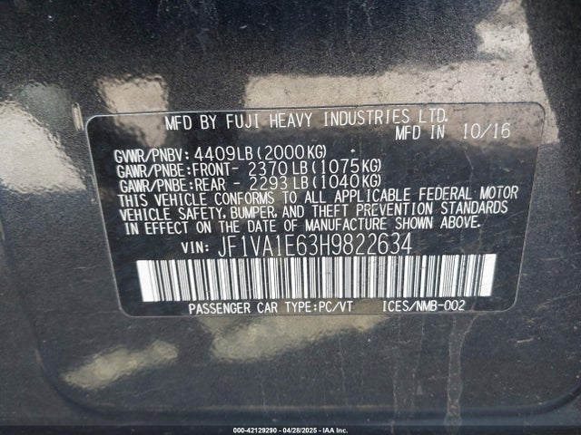 JF1VA1E63H9822634 Subaru Wrx Premium