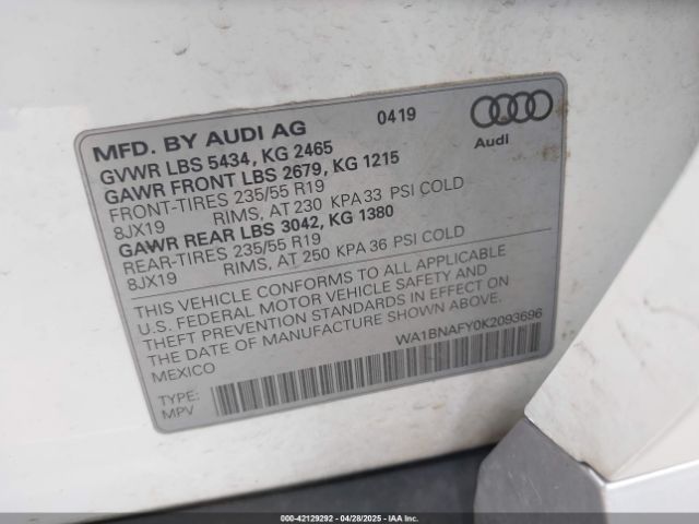 WA1BNAFY0K2093696 Audi Q5 45 Premium