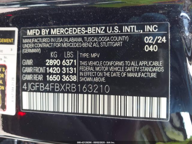 4JGFB4FBXRB163210 Mercedes-Benz Gle 350 4matic