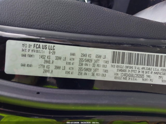 Dodge Durango 2020 1C4RDHDG6LC352925 Image 9