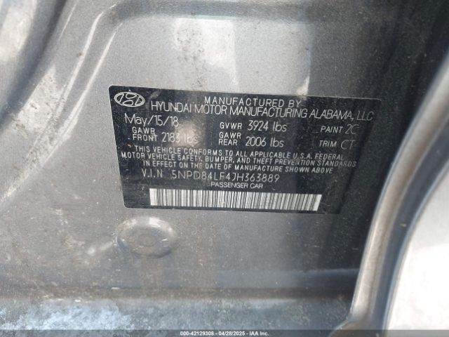 5NPD84LF4JH363889 Hyundai Elantra Value Edition
