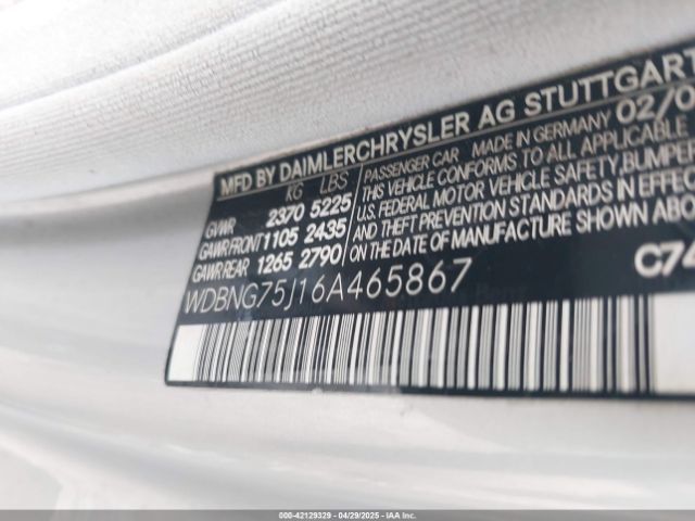 2006 MERCEDES-BENZ S 500 WDBNG75J16A465867 Photo 8