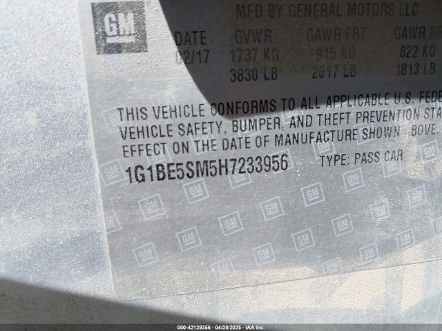 1G1BE5SM5H7233956 Chevrolet Cruze Lt Auto