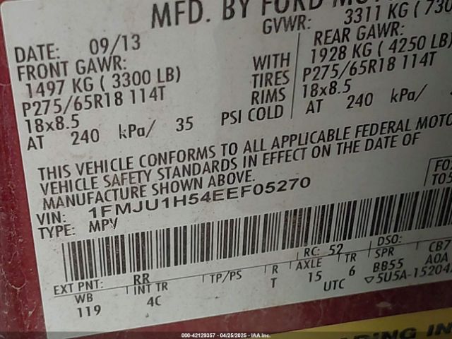 1FMJU1H54EEF05270 Ford Expedition Xlt