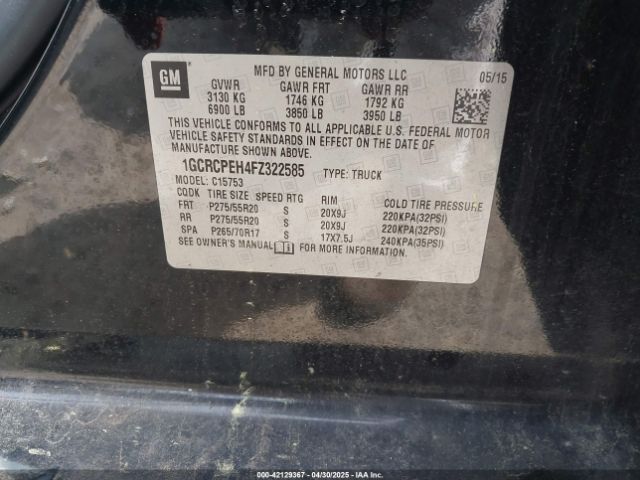 1GCRCPEH4FZ322585 Chevrolet Silverado 1500 Wt