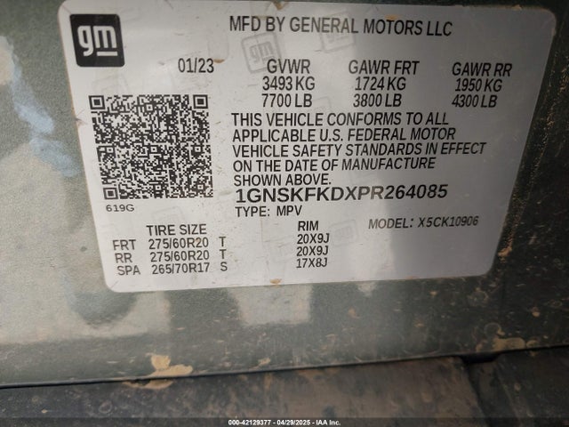 1GNSKFKDXPR264085 Chevrolet Suburban 4wd Premier