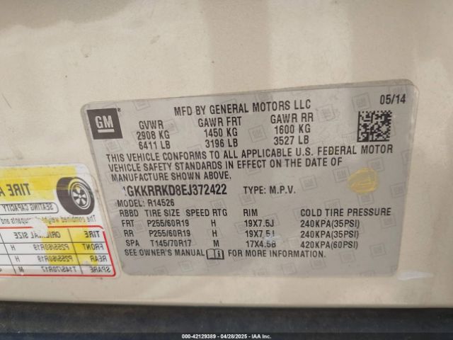 1GKKRRKD8EJ372422 GMC llt