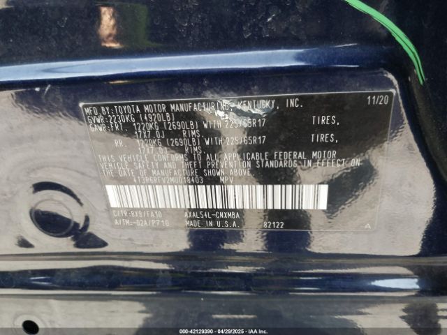4T3R6RFV2MU018403 Toyota Rav4 Hybrid Xle