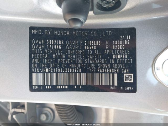 JHMFC1F93JX003978 Honda Civic Touring