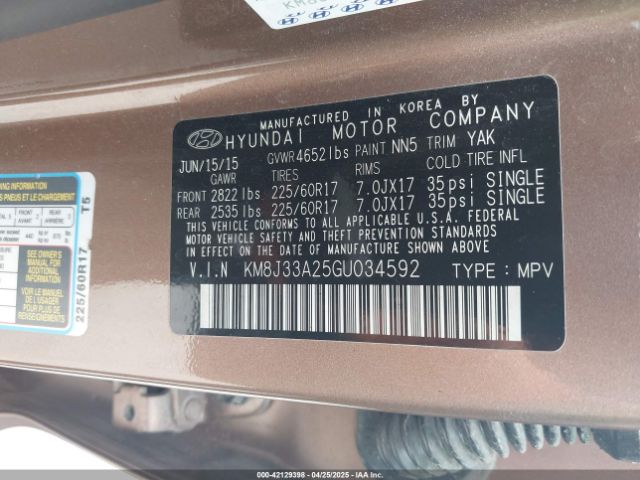 KM8J33A25GU034592 Hyundai Tucson