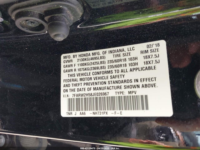 7FARW2H58JE026967 Honda CR-V EX