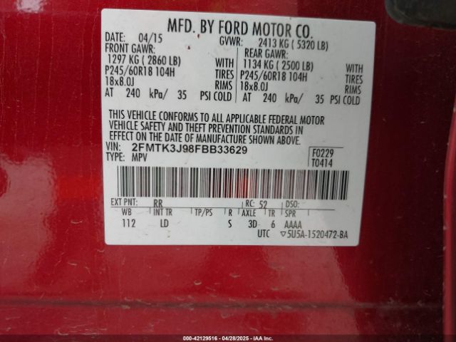 2FMTK3J98FBB33629 Ford EDGE SEL