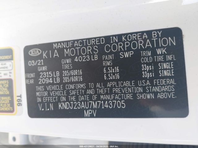 KNDJ23AU7M7143705 KIA SOUL LX