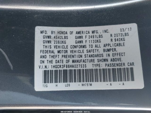 1HGCR3F86HA027535 Honda Accord Ex-l V6
