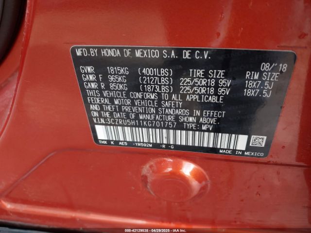 3CZRU5H11KG701757 Honda HR-V SPORT