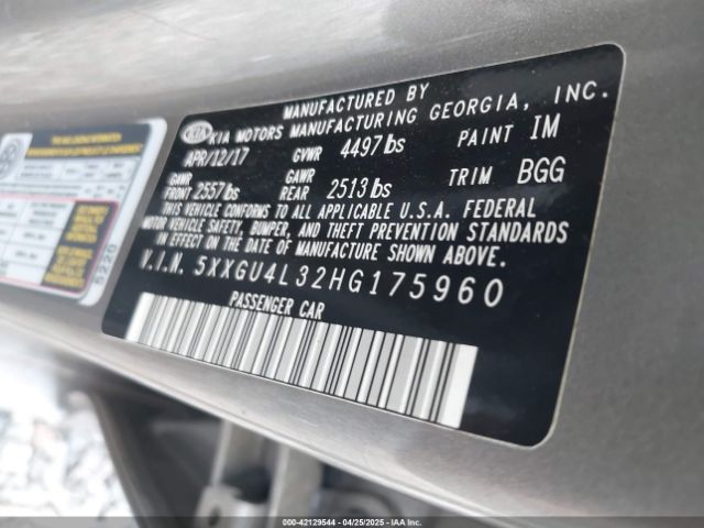 5XXGU4L32HG175960 KIA OPTIMA EX