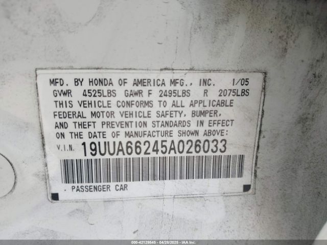2005 ACURA TL 19UUA66245A026033 Photo 8