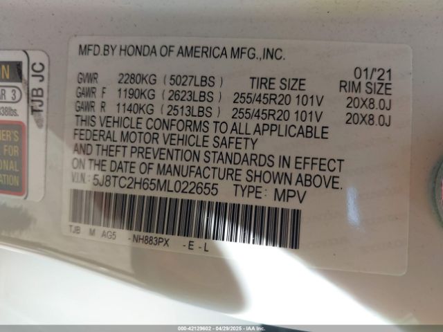 2021 ACURA RDX 5J8TC2H65ML022655 Photo 8