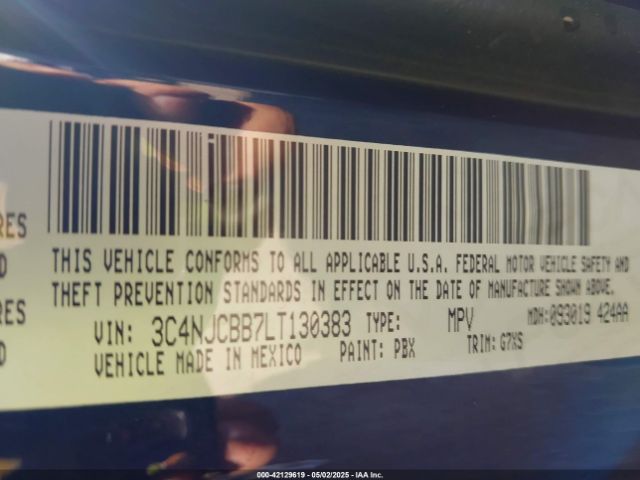 3C4NJCBB7LT130383 Jeep Compass Latitude Fwd
