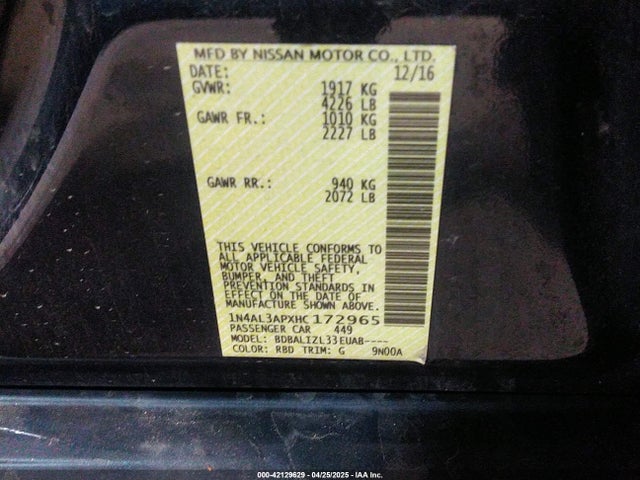 1N4AL3APXHC172965 Nissan 2017