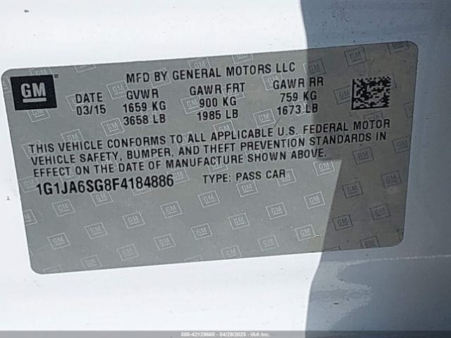 1G1JA6SG8F4184886 Chevrolet Sonic Ls Auto