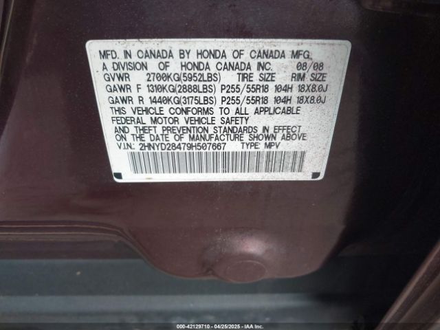 2009 ACURA MDX 2HNYD28479H507667 Photo 8
