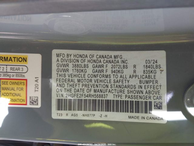 2HGFE2F54RH568837 Honda k20c2