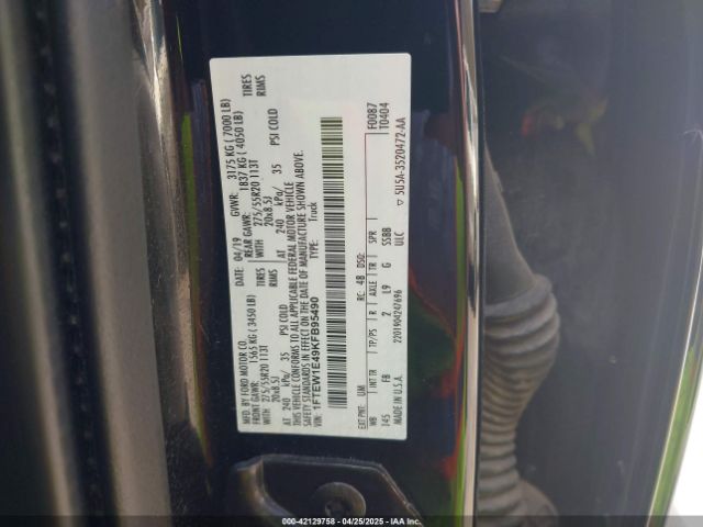 1FTEW1E49KFB95490 Ford F-150 Xlt