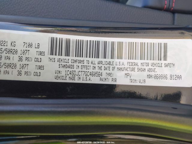 1C4SDJCT7GC460564 Dodge Durango R/t