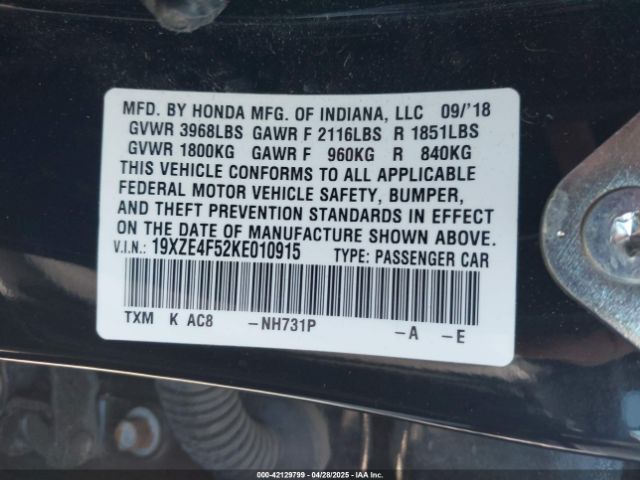 19XZE4F52KE010915 Honda INSIGHT EX