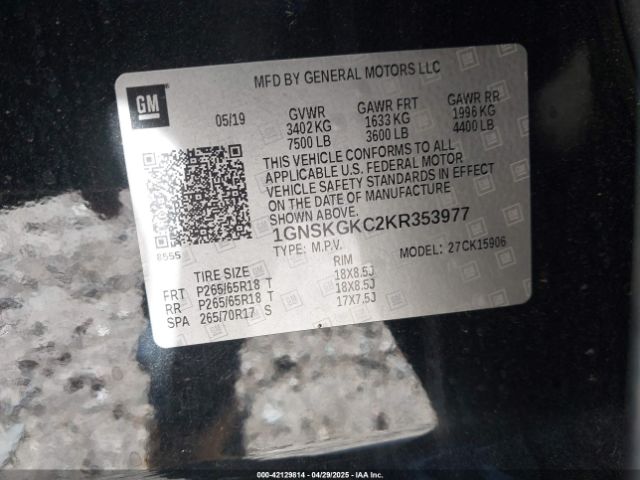 1GNSKGKC2KR353977 Chevrolet Suburban Ls