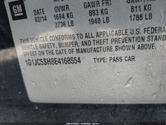 1G1JC5SH8E4168554 Chevrolet Sonic Lt Auto