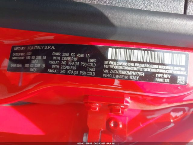 ZACNJDBB2MPM77874 Jeep Renegade 80th Anniversary 4x4