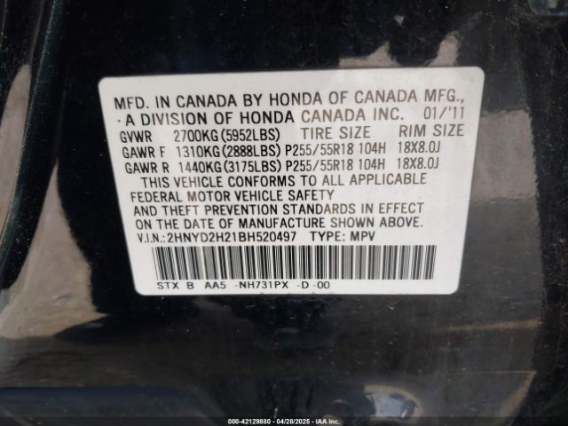 2011 ACURA MDX 2HNYD2H21BH520497 Photo 8
