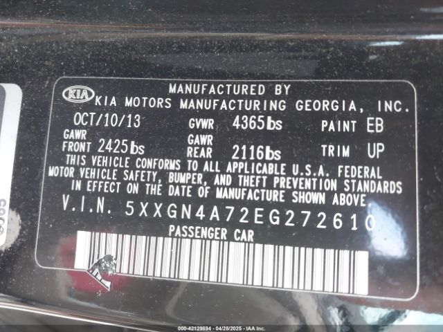5XXGN4A72EG272610 KIA OPTIMA EX