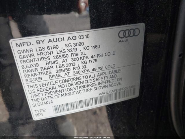 WA1LGAFE3FD021986 Audi Q7 3.0t Premium