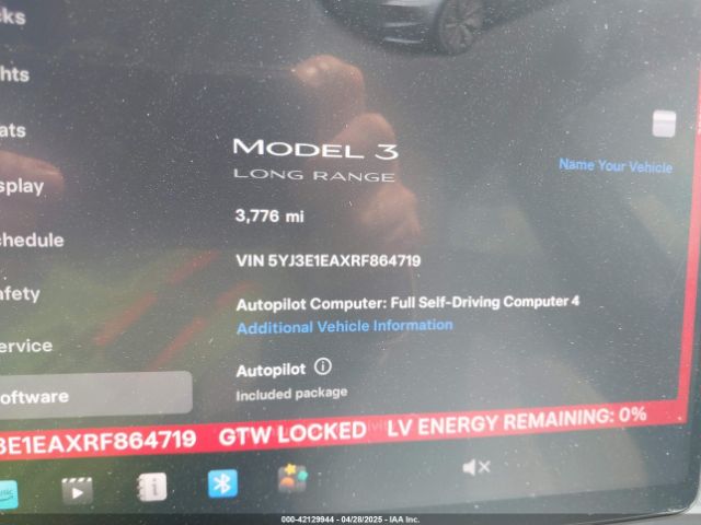 5YJ3E1EAXRF864719 Tesla Model 3 Long Range Dual Motor All-wheel Drive/rear-wheel Drive